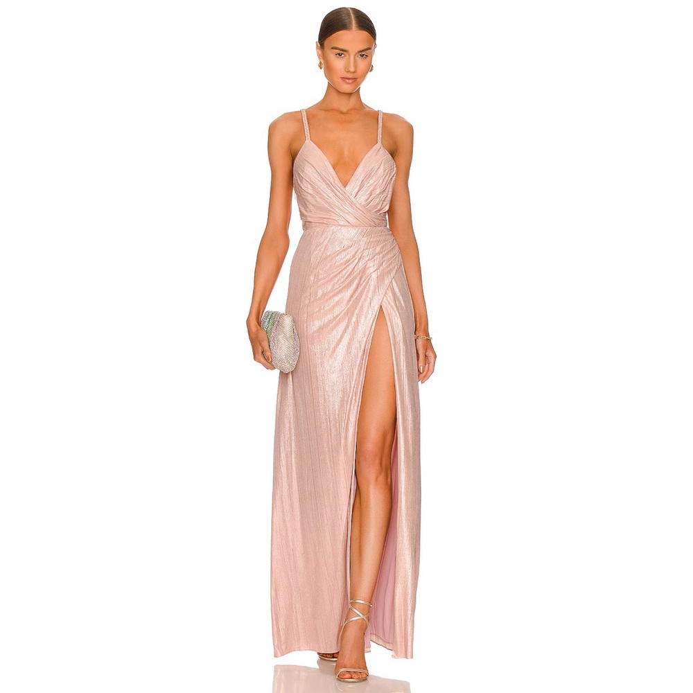 Retrofete Yesi Maxi Dress in Dusty Pink Small- Wedding Guest Gown
